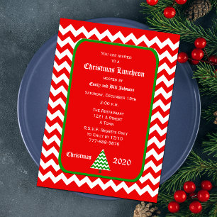 Convites Concurso de Natal para Luncheon Red Chevron