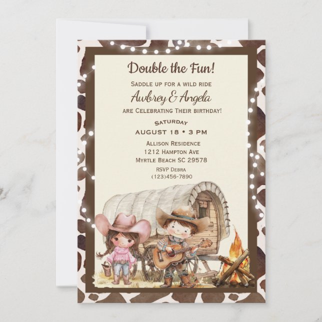 Convites Concurso de Parto de Aniversário do Cowboy Ocident (Frente)