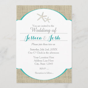 Convites Concurso de Peixe-Estrelo de Turquesa Beach Burlap