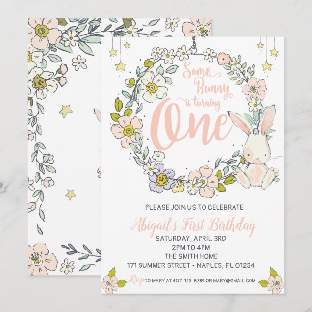 Convites Concurso de Primeiro Aniversário do Bunny (Frente/Verso)
