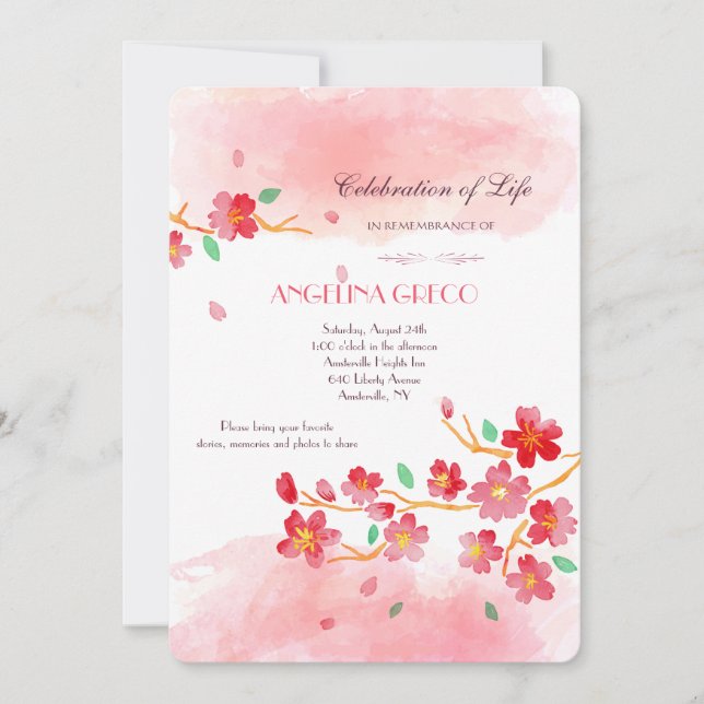 Convites Concurso do Serviço Memorial Cherry Blossoms (Frente)