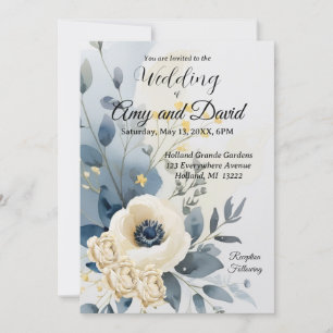 Convites Concurso para Casamento com Azul e Creme