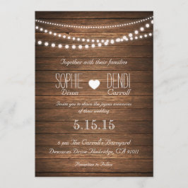 Convites Concurso Rustic String of Lights Weding