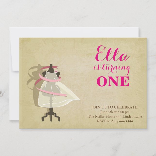 Convites Concursos de Primeiro Aniversário da Princesa Chic (Frente)