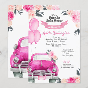 Convites Condução Por Carro Rosas Rosa Floral Elegantes Rus