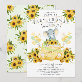 Convites Condução por Chá de fraldas Neutro de Elefante Con