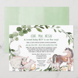 Convites Conduzir por Fazenda Barnyard animais chá de frald