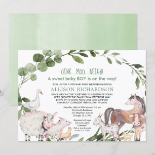 Convites Conduzir por Fazenda Barnyard animais chá de frald