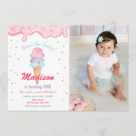 Convites Cone Confetti Birthday Cone, Sorvete Rosa, Confett