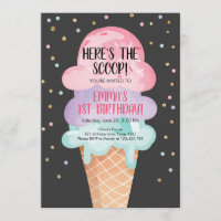 Cone Confetti Birthday Cone, Sorvete Rosa, Confett