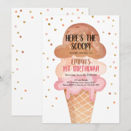 Convites Cone Confetti Birthday - Sorvete Rosa Boho Cone Co
