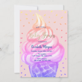 Convites Cone de sorvete legal rosa Baby Shower