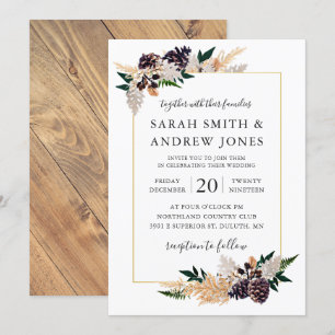 Convites Cone, samambaia e hortaliças rústicos do pinho d