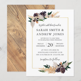 Convites Cone, samambaia e hortaliças rústicos do pinho da