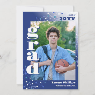 Convites Conexões Azuis 2 em 1 Graduação de Foto