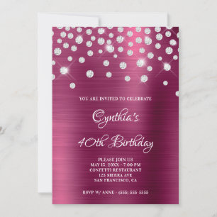 Convites Confeite Diamante Vinho Cetim Folha Ombre