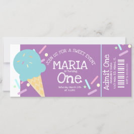 Convites Confeitos de Sorvete Doce Bilhete de Aniversário F