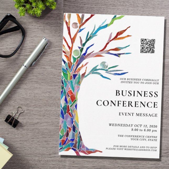 Convites Conferência Empresarial de Código QR (Criador carregado)