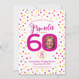 Convites confete amarelo rosa-rosa com foto personalizada d