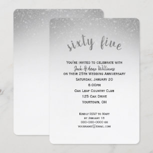 Convites confete cintilante aniversário de 65 anos de casam