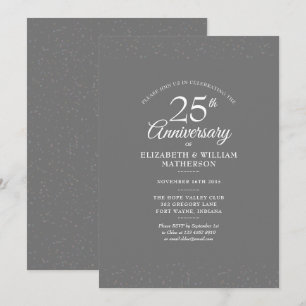 Convites Confete de Aniversário de Casamento de 25 Anos Sil