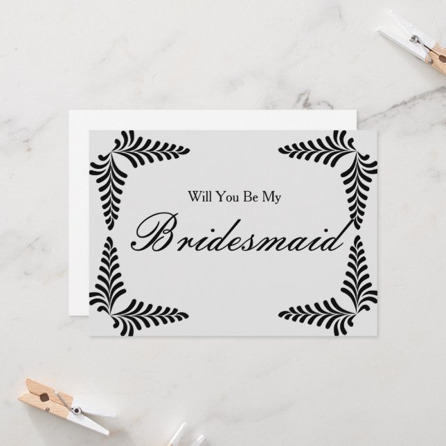 Convites Confete de Borda Preta Você será minha Dama de Hon (Frente/Verso In Situ)