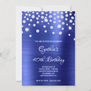 Convites Confete de Diamante em Cetim Safira com Foil Ombre