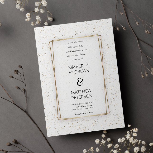 Convites Confete de ouro branco de luxo (Luxury white glam gold glitter confetti Wedding )