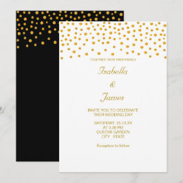 Convites Confete de Ouro Elegante em Preto e Branco