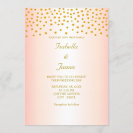 Convites Confete Dourado Chic em Rosa Dourado