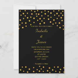 Convites Confete Preto Elegante Dourado