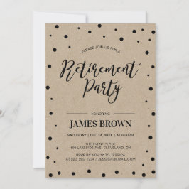 Convites Confete Preto & Kraft | Festa de Aposentadoria Mod