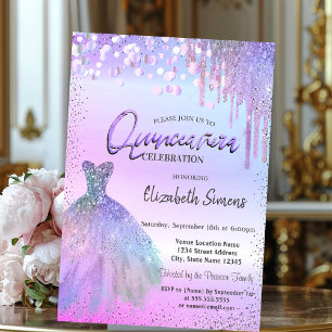 Convites Confete,Vestido,Quinceañera Brilhante Violeta