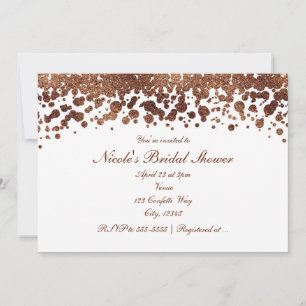 Convites Confetes Brancos e Bronze Glamour Shimmer
