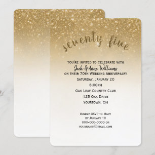 Convites confetes brilhantes 75º aniversário de casamento