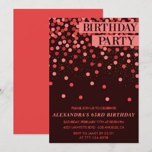 Convites Confetes Brilhantes Luxo Glitter Aniversário de 63