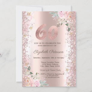 Convites Confetes Brilhantes Modernos Rosas Dourado Rosa 60