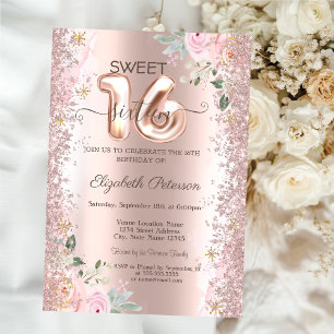 Convites Confetes Brilhantes Modernos Rosas Dourado Rosa Sw