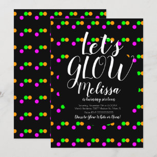 Convites Confetes de Aniversário Neon Glow no Escuro Festa
