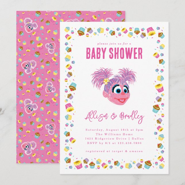 Convites Confetes de Chuveirinho de Bebê Rosa Abby Cadabby (Frente/Verso)