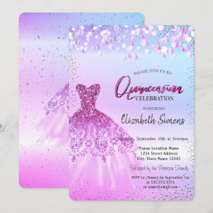 Convites Confetes de Violet Cool, Vestido Quinceañera