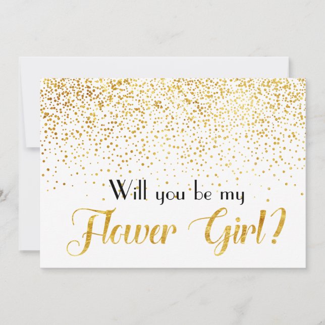Convites Confetes Dourados do brilho você será meu florista (Frente)