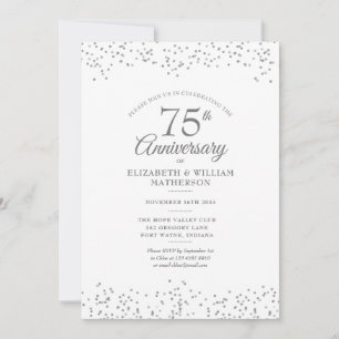 Convites Confetes Elegantes de 75º Aniversário de Casamento