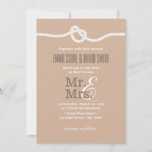 Convites Confetes Elegantes Ligando o Nó Casamento