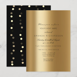 Convites Confetes Formal Elegante Dourado Metálico Preto Sé
