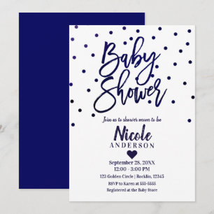 Convites Confetes para Chá de Bebê com Letra Moderna Azul M