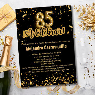 Convites Confetes Pretensiosos Espanhóis Preto e Dourado An