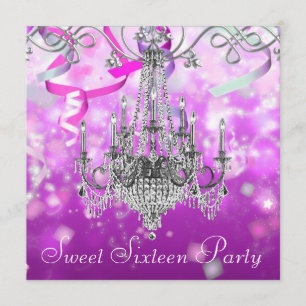 Convites Confetes Rosa Lilás Lustre Sweet Sixteen