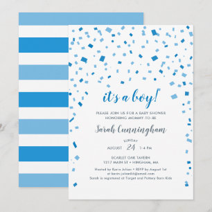 Convites Confetti Azul É um Chá de fraldas