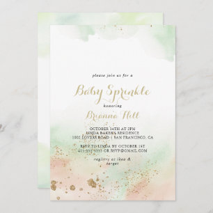 Convites Confetti Baby Sprinkle, Dourado de Aquarela